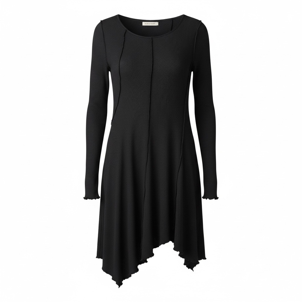 Free People NWOT Asymmetrical Black Long-Sleeve Fit & Flare Tunic Shirt - Size M